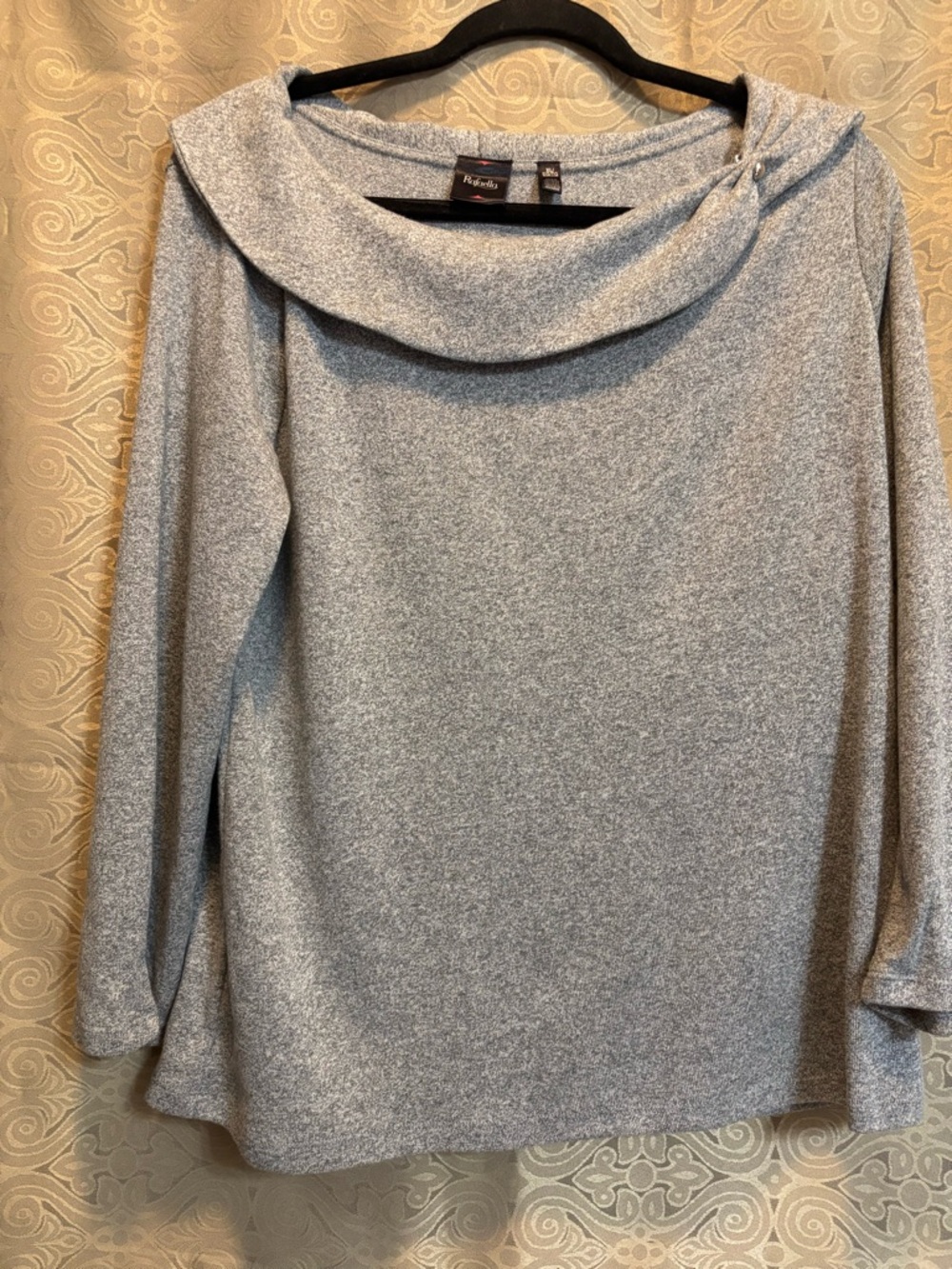 Rafaella Light Heather Gray Cowl Neck Sweater-Size XL.
